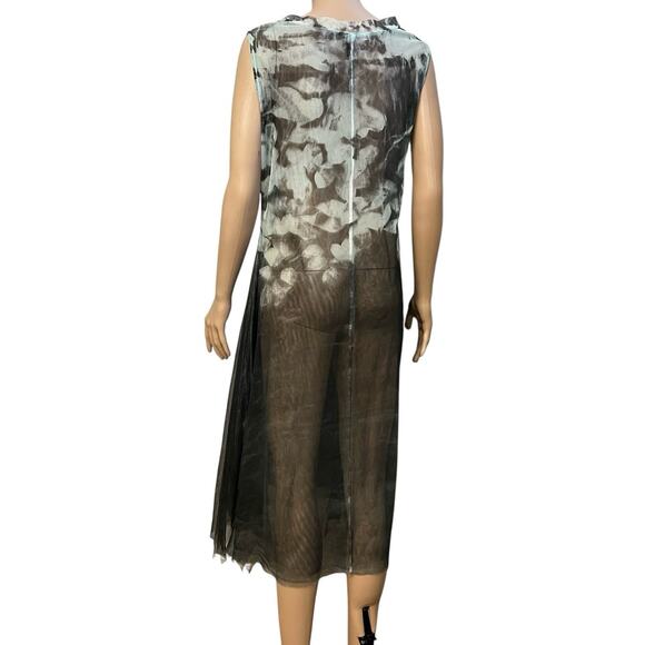 Dress To Kill Mesh Midi Dress One Size Floral Pointed Hem Lagenlook Artsy Gothic - Picture 4 of 10